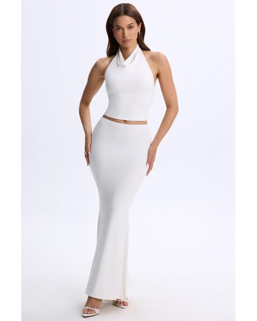 Oh Polly White Modal Low-Rise Maxi Skirt