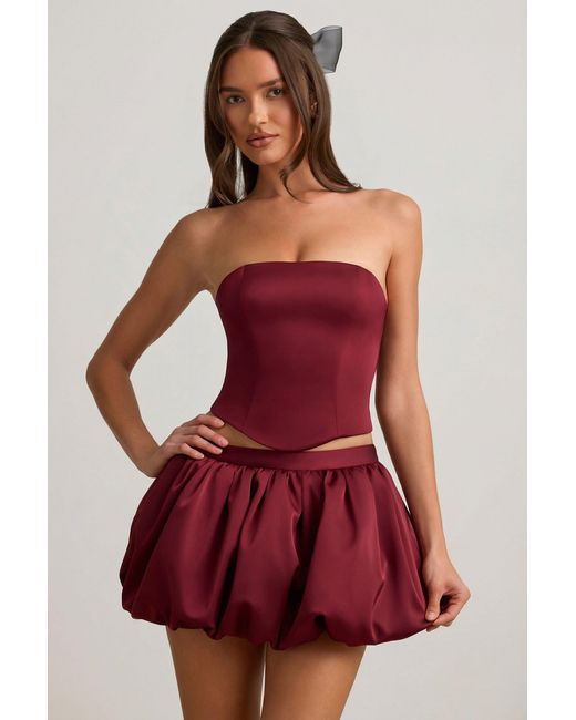 Oh Polly Red Bubble Hem Mid-Rise Mini Skirt
