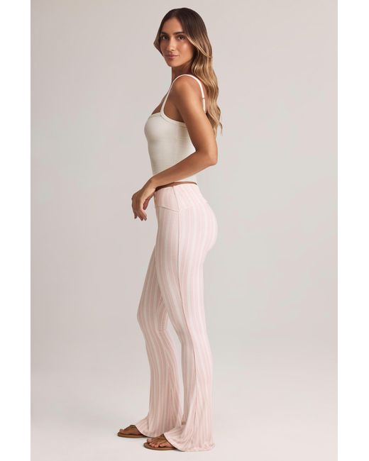 Oh Polly Multicolor Modal Foldover Mid-Rise Flared Trousers