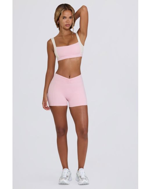 BO+TEE Pink Ruched Mini Shorts