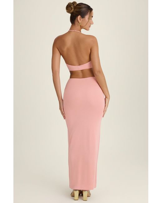 Oh Polly Pink Cut-Out Halterneck Maxi Dress