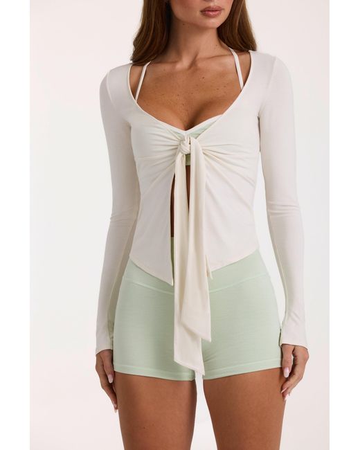 BO+TEE White Buttercloud Tie-Front Top