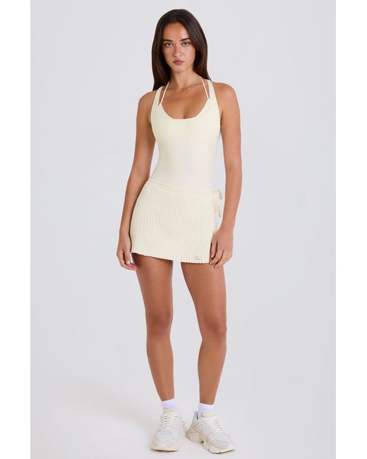 BO+TEE White Ribbed Knit Tie Wrapover Skort