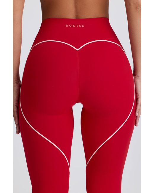 BO+TEE Red Soft Active Mid-Rise Leggings