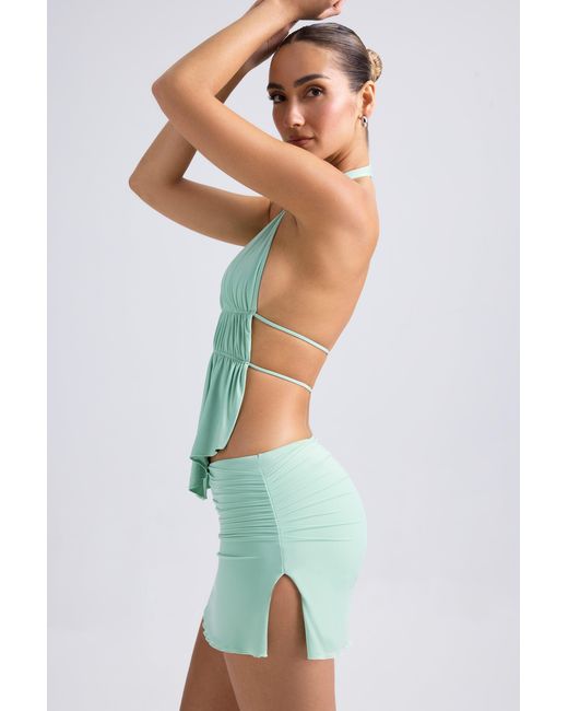 Oh Polly Green Draped A-Line Mini Skirt