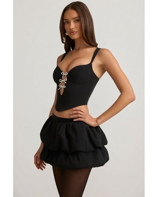 Oh Polly Black Layered Bubble Hem Mid-Rise Mini Skirt