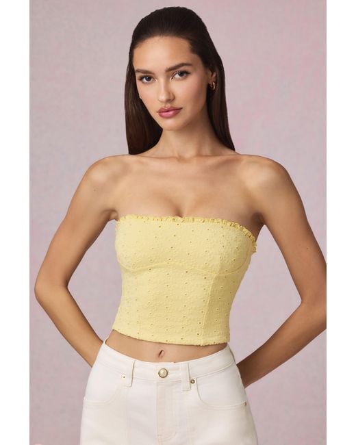 Oh Polly Yellow Modal Broderie Anglaise Camisole Top