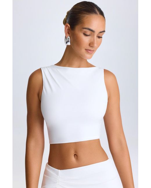 Oh Polly White Draped Open-Back Tank Top