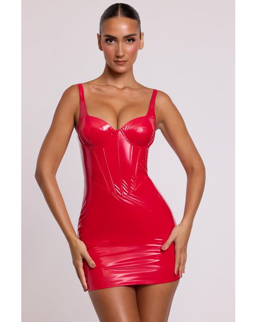 Oh Polly Vinyl Corset Underwired Mini Dress