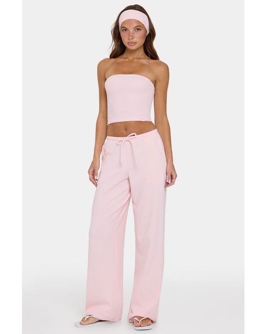 BO+TEE Pink Ribbed Jersey Low-Rise Trousers