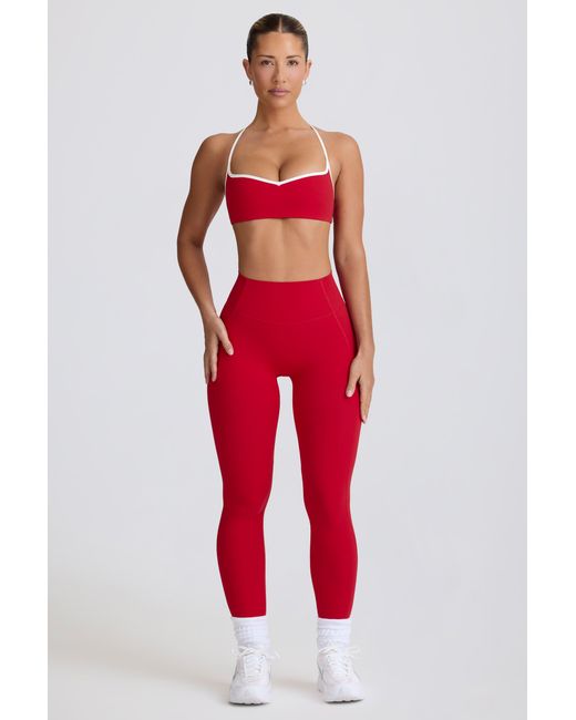 BO+TEE Red Soft Active Mid-Rise Leggings
