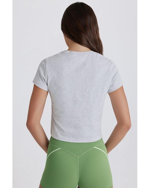 BO+TEE Gray Cropped Graphic T-Shirt