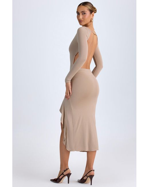 Oh Polly Natural Modal Ruffled Midaxi Dress
