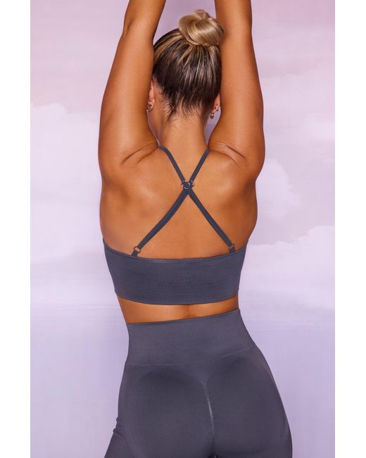 BO+TEE Gray Seamless High Neckline Crop Top
