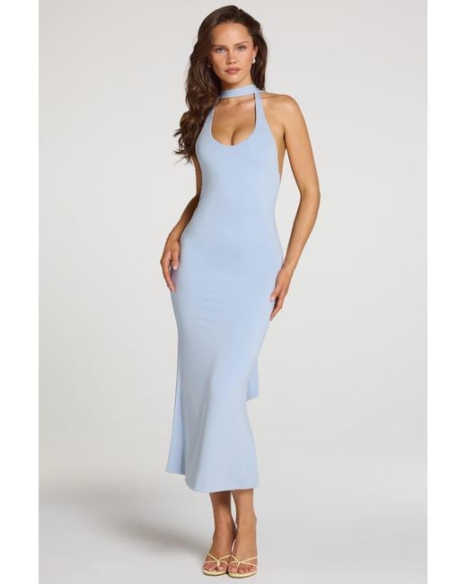Oh Polly Blue Modal Halterneck Midaxi Dress