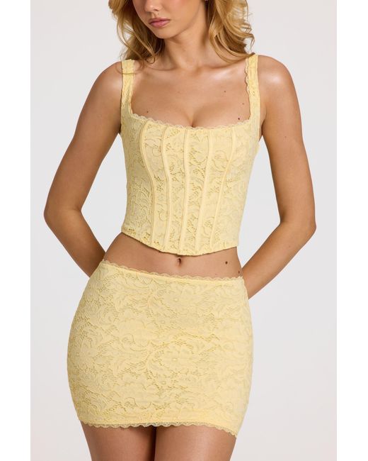 Oh Polly Yellow Lace Mini Skirt
