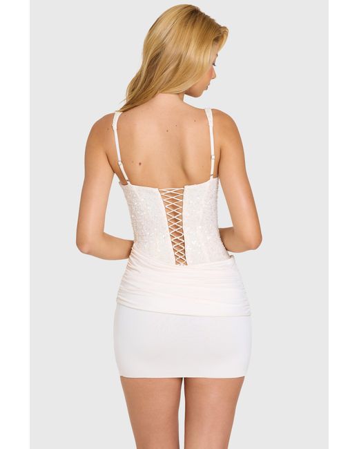 Oh Polly White Embellished Corset Mini Dress