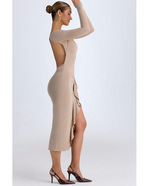 Oh Polly Natural Modal Ruffled Midaxi Dress
