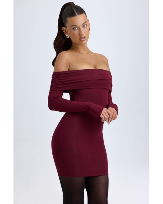 Oh Polly Red Modal Off-Shoulder Mini Dress