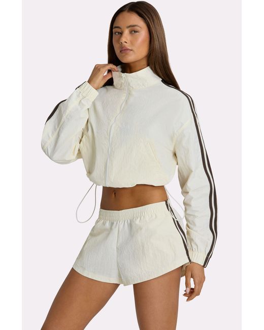 BO+TEE White Woven Zip-Up Track Jacket