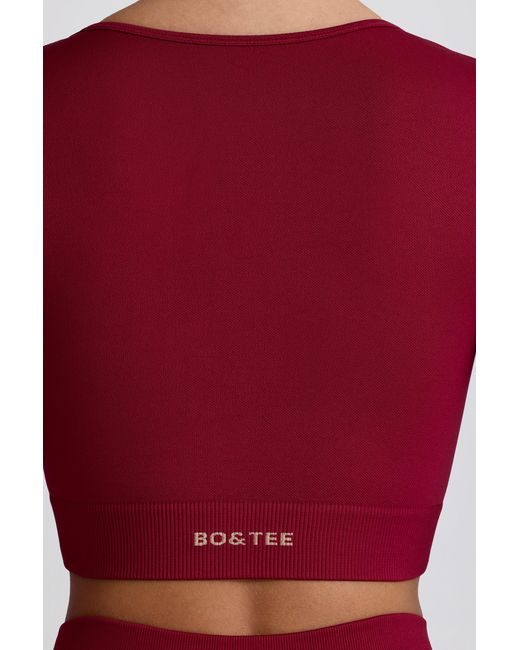 BO+TEE Red Super Sculpt Seamless Long-Sleeve Crop Top