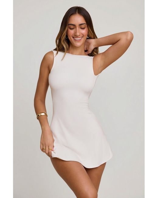 Oh Polly White High Neck Open Back Mini Dress