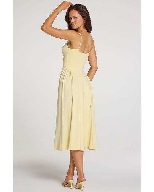 Oh Polly Yellow Modal Lace-Trim Midaxi Dress