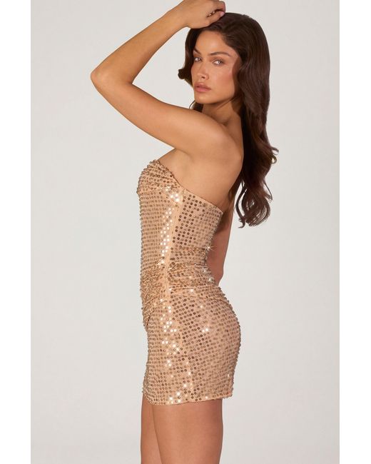 Oh Polly Metallic Embellished Cut-Out Mini Dress