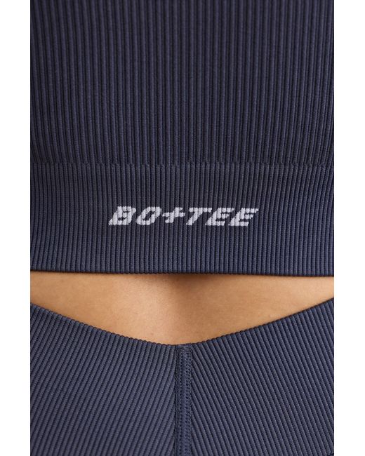 BO+TEE Blue Flexirib Zip-Up Cropped Jacket