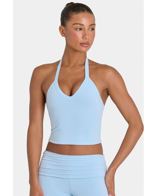 BO+TEE Blue Buttercloud Crop Tank Top