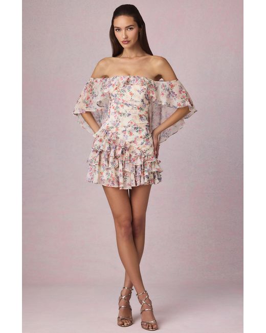 Oh Polly Multicolor Off-Shoulder Ruffled Mini Dress