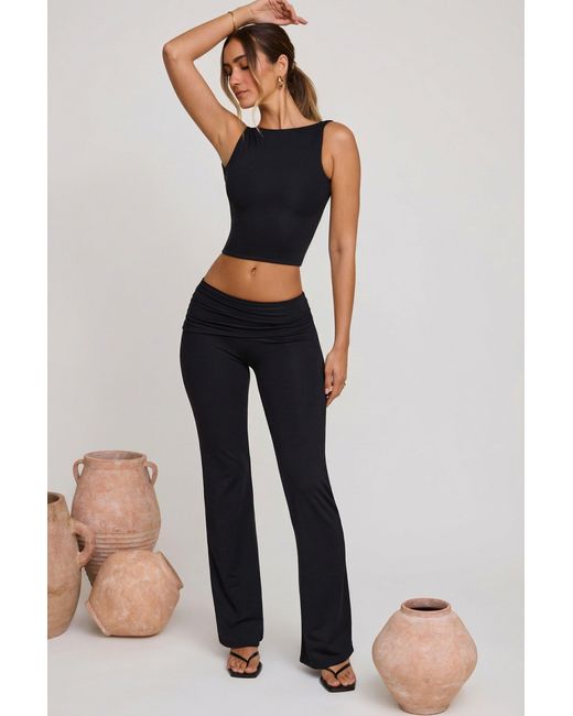 Oh Polly Black High Neck Open Back Crop Top