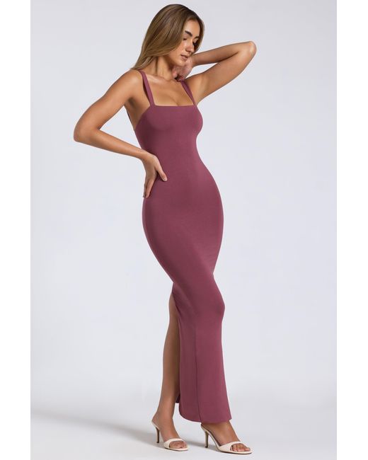 Oh Polly Purple Modal Square-Neck Low Back Maxi Dress