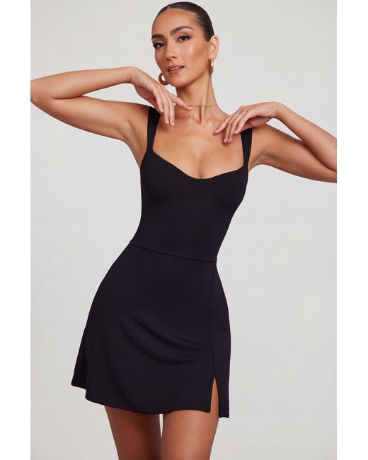 Oh Polly Black Sweetheart Neckline Mini Dress