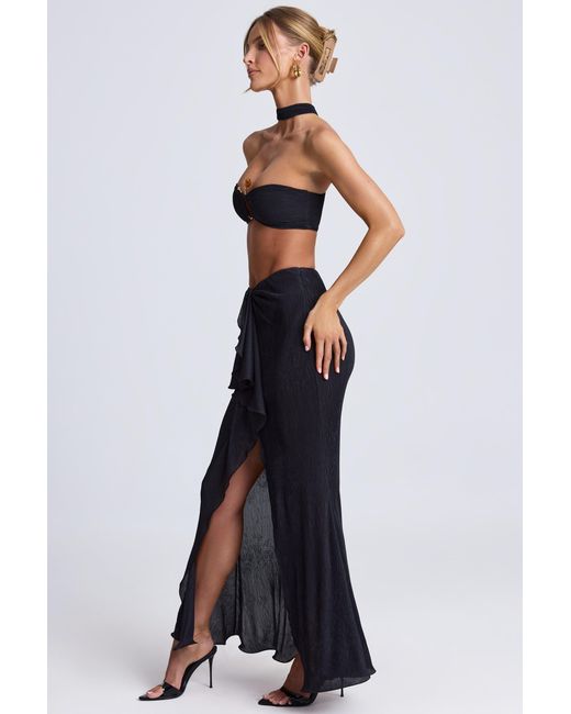 Oh Polly Black Ruffle-Trim Maxi Skirt