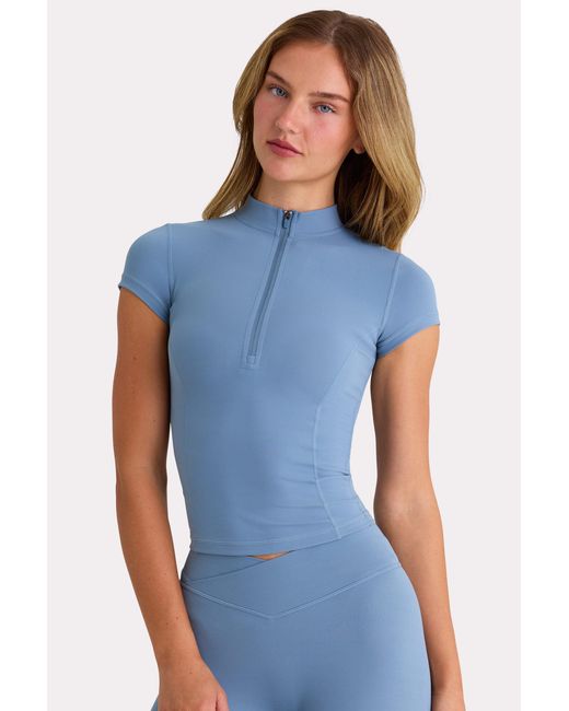 BO+TEE Blue Soft Active Quarter-Zip Top