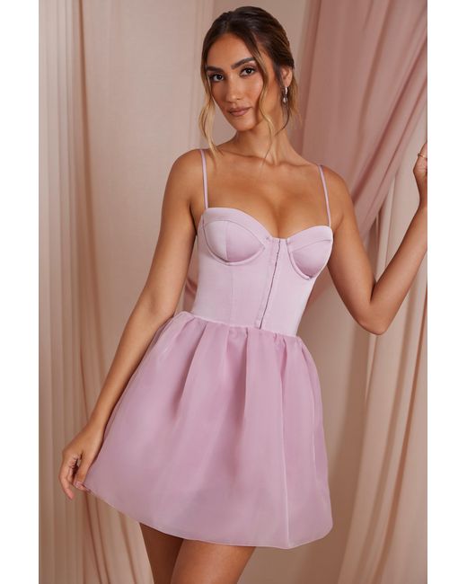Oh Polly Pink Tulle Skirt Corset Mini Dress