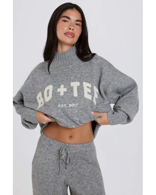 BO+TEE Gray Soft Knit Oversized Jumper
