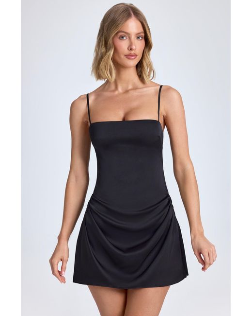 Oh Polly Black Draped A-Line Mini Dress