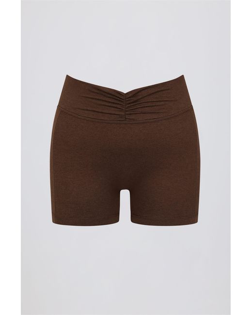 BO+TEE Brown Ruched Mini Shorts