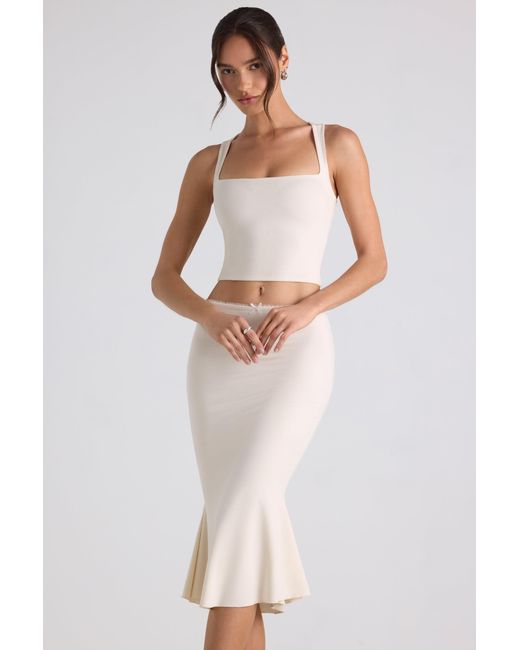 Oh Polly White Modal Bow-Detail Crop Top