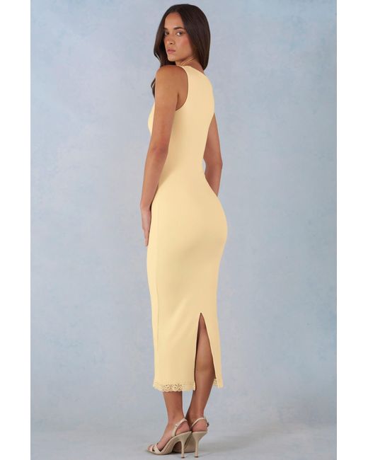 Oh Polly Yellow Modal Lace-Trim Midaxi Dress