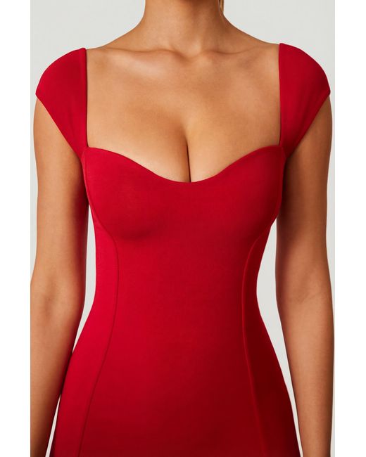 Oh Polly Red Sweetheart Neckline Maxi Dress