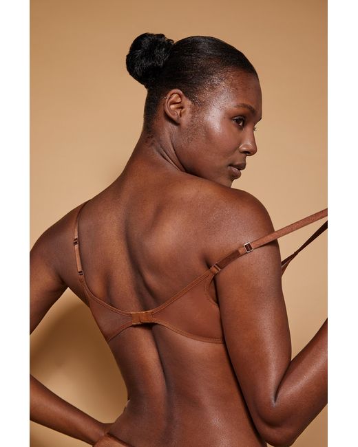 Oh Polly Brown Soft Mesh Single Layer Triangle Bra