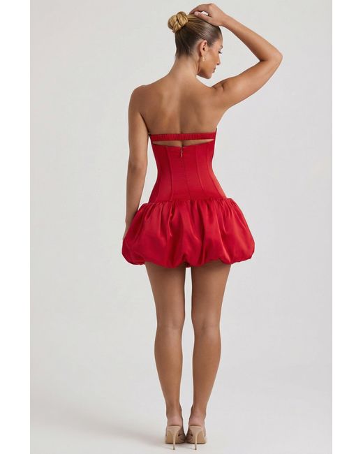 Oh Polly Red Cut-Out Bubble Hem Corset Mini Dress