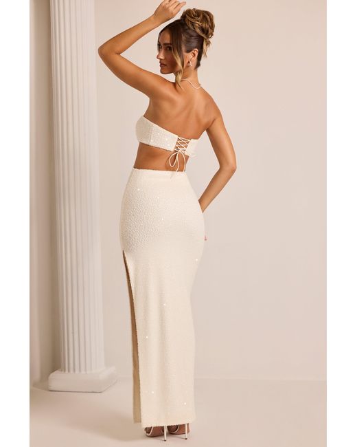 Oh Polly White Embellished Cut Out Maxi Dress