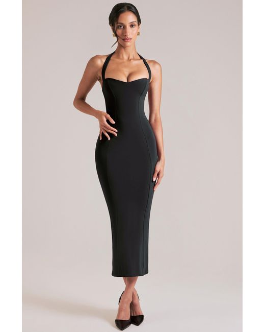 Oh Polly Black Halterneck Midaxi Dress