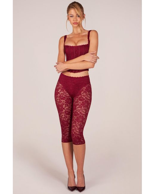 Oh Polly Red Laced Capri Trousers