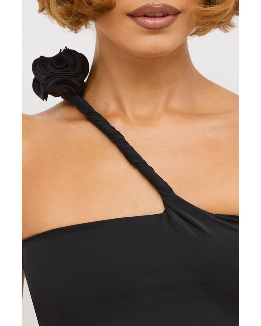Oh Polly Black Jersey Asymmetric Cut Out Maxi Dress