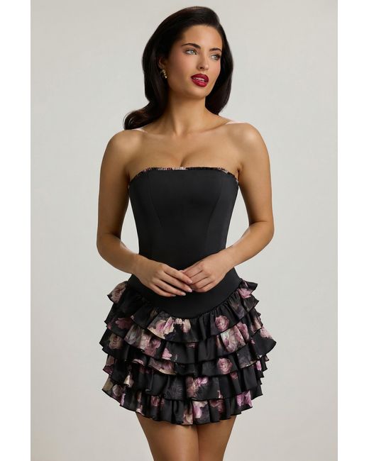 Oh Polly Multicolor Strapless Ruffled Tiered Corset Mini Dress